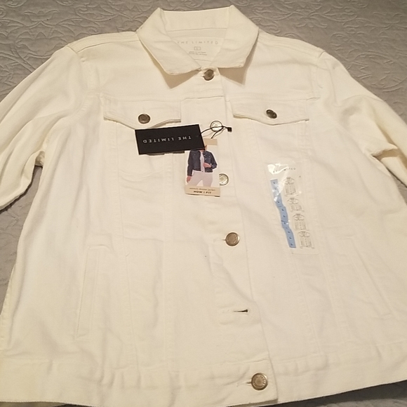 The Limited White Denim Jacket Sz L - Picture 3 of 5